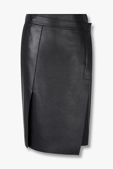 EMPORIO ARMANI(엠포리오 아르마니) 여성 슬릿 디테일 레더 랩 스커트 | 신세계V