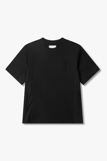 SACAI 남성 코튼 타이프라이터 믹스 저지 티셔츠(블랙) | 신세계V