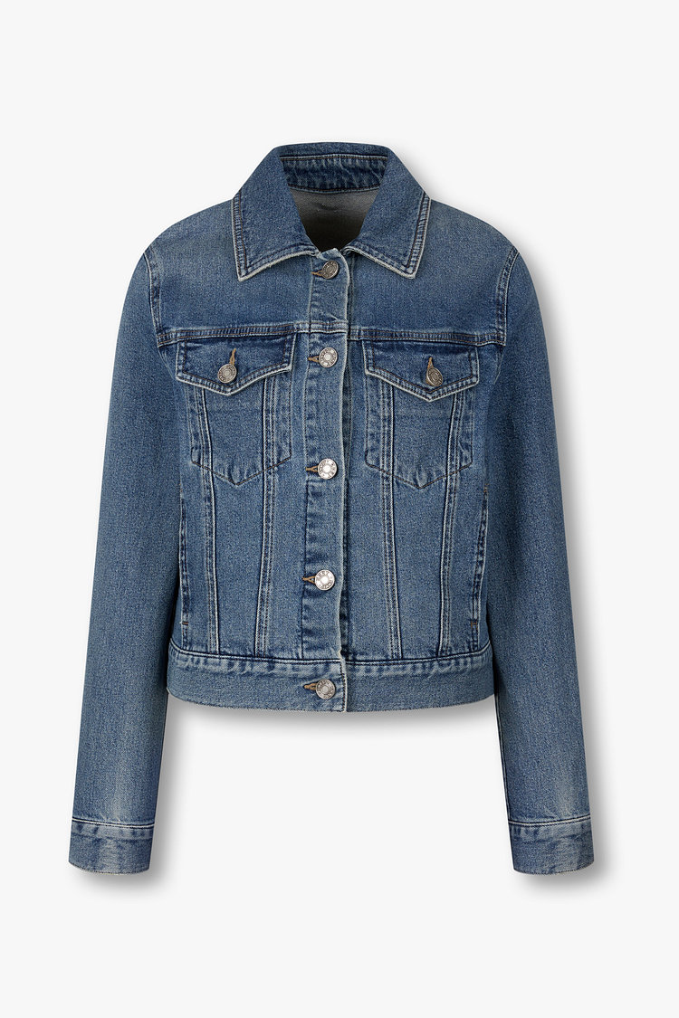 워싱 데님 트러커 자켓