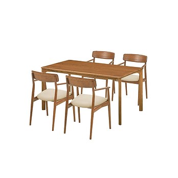 CASAMIA MK2 우드테이블 4인세트 150cm 브라운_암체어 4EA | 신세계V
