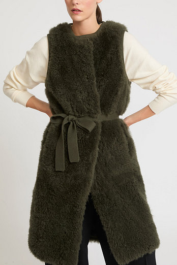 YVES SALOMON [공식] 이브살로몬 카키 퍼 조끼 | 신세계V