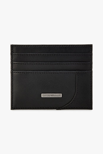 EMPORIO ARMANI 남성 레더 라운드 패치 카드 홀더 | 신세계V