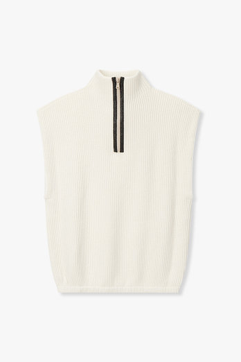 BRUNELLO CUCINELLI 여성 캐시미어 하프 집업 니트 베스트 | 신세계V
