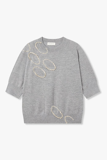 DRIES VAN NOTEN 오벌 크리스탈 울 니트 풀오버(그레이) | 신세계V