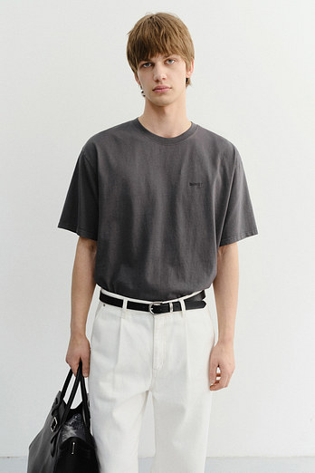 DUNST UNISEX GARMENT DYED T-SHIRT CHARCOAL GREY_M_UDTS6B146CG | 신세계V
