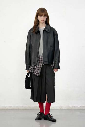 DUNST UNISEX ALTER-LEATHER ZIP-UP BLOUSON BLACK_UDJU5C106BK | 신세계V