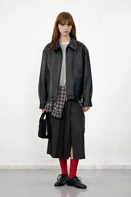 DUNST UNISEX ALTER-LEATHER ZIP-UP BLOUSON BLACK_UDJU5C106BK | 신세계V