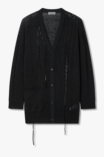Yohji Yamamoto [HOMME]드롭 스티치 스트링 브이넥 가디건 | 신세계V