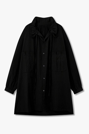 Yohji Yamamoto [REGULATION]린넨 코튼 스트링 넥 블라우스 | 신세계V