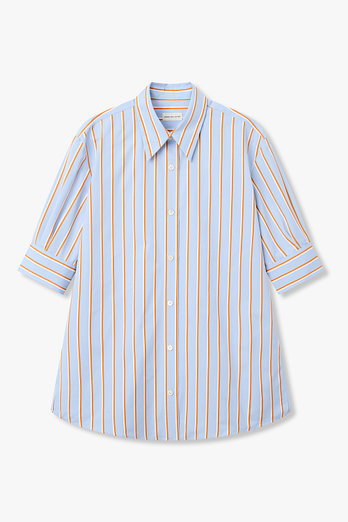 DRIES VAN NOTEN 배색 스트라이프 코튼 셔츠 | 신세계V