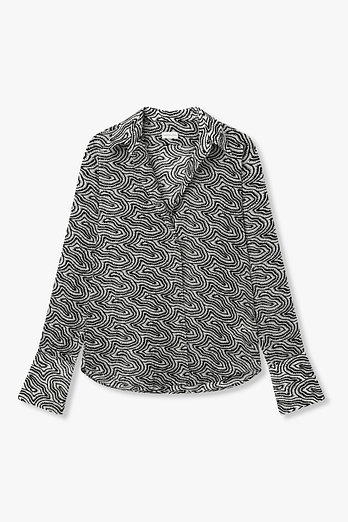DRIES VAN NOTEN 지오메트릭 리플 오픈 카라 셔츠 | 신세계V