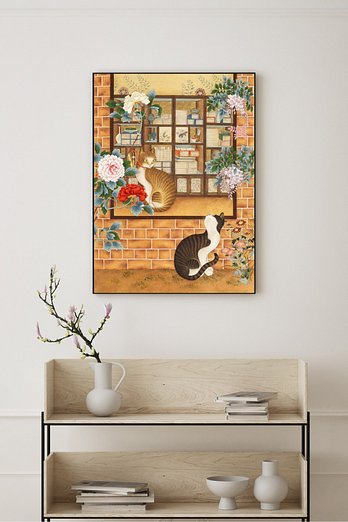 GURIM.COM 손유영, 기다림, 아침 인사, 민화 인테리어 복 그림 액자 | 신세계V