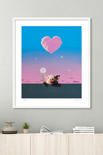 GURIM.COM 송형노, 판화 Olivia over the wall (pink heart) (99 Editions) 액자포함 | 신세계V