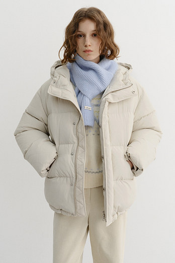 DUNST UNISEX HOODED VOLUME GOOSE DOWN JACKET CREAM_UDJU5D133CR | 신세계V