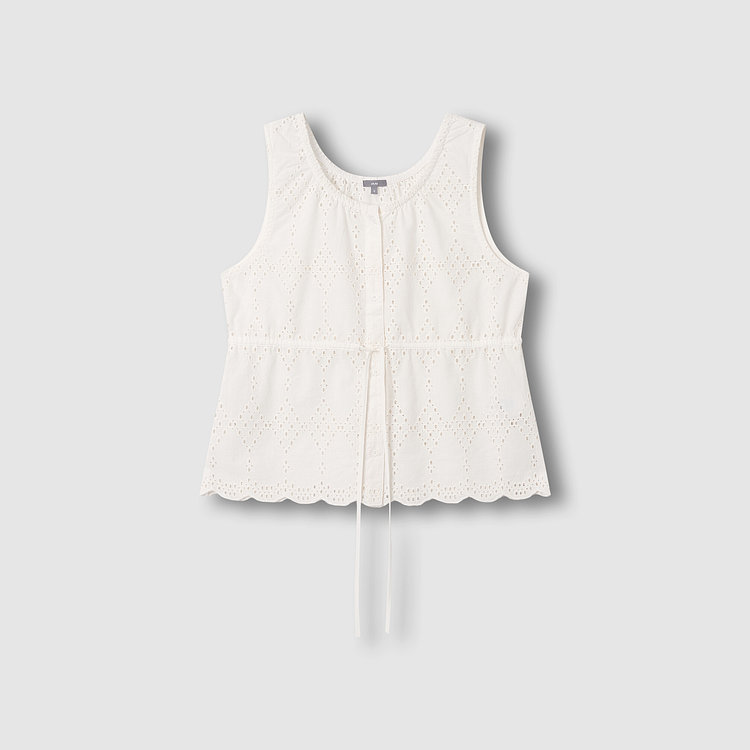 여 아일렛 민소매 블라우스