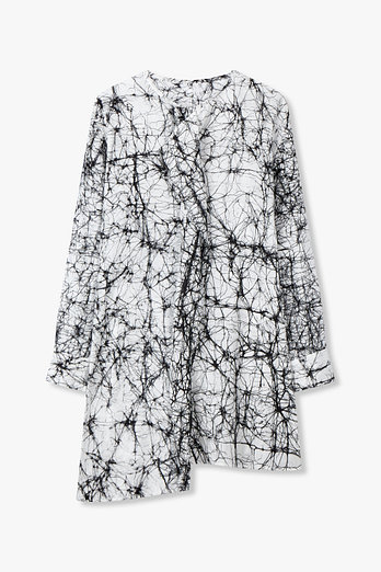 Yohji Yamamoto [FEMME]패턴드 리본 넥 드레이프 블라우스 | 신세계V