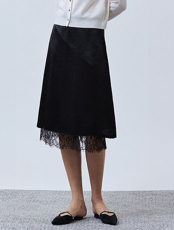 Mare di Mari Layer Satin Skirt Set - Black | 신세계V