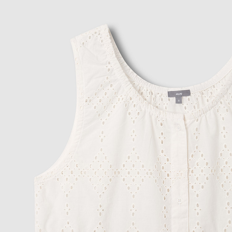 여 아일렛 민소매 블라우스