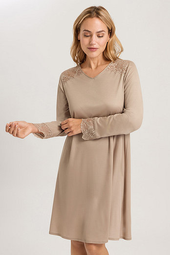 HANRO 한로 Josephine NW L/SLV Nightdress 95 cm (deep taupe 74938) | 신세계V