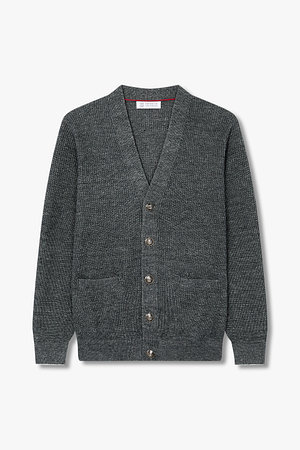 BRUNELLO CUCINELLI(브루넬로 쿠치넬리) 남성 린넨 블렌드 브이넥 니트 가디건 | 신세계V