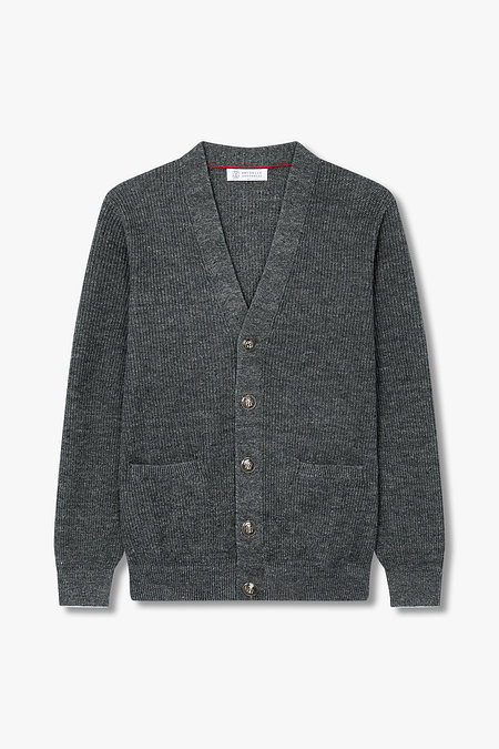 BRUNELLO CUCINELLI(브루넬로 쿠치넬리) 남성 린넨 블렌드 브이넥 니트 가디건 | 신세계V