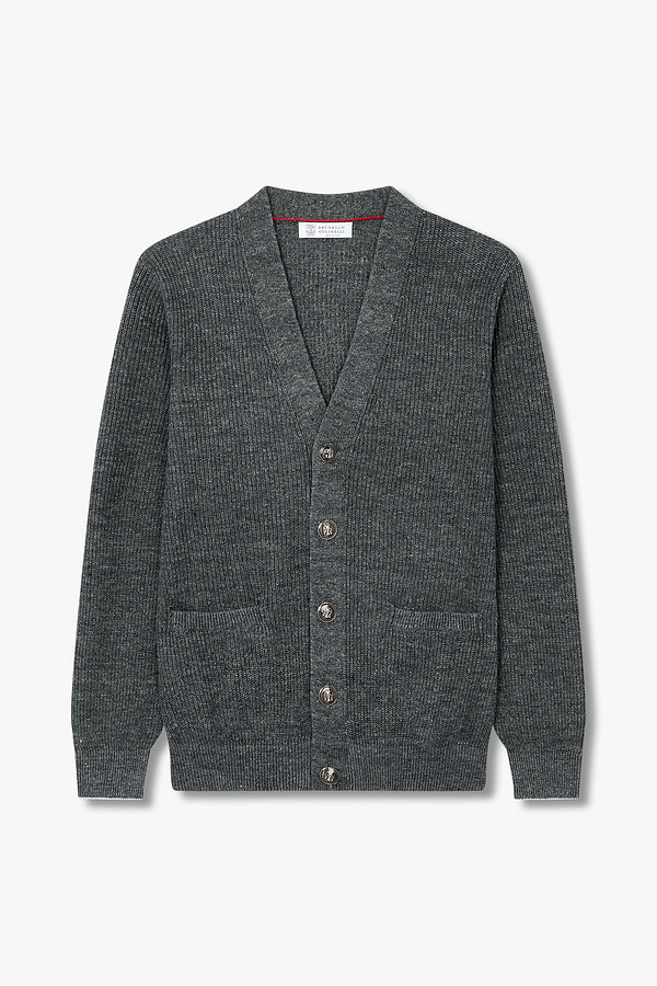 BRUNELLO CUCINELLI(브루넬로 쿠치넬리) 남성 린넨 블렌드 브이넥 니트 가디건 | 신세계V