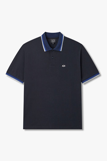 ARMANI EXCHANGE 남성 배색 트림 피케 폴로 셔츠 | 신세계V
