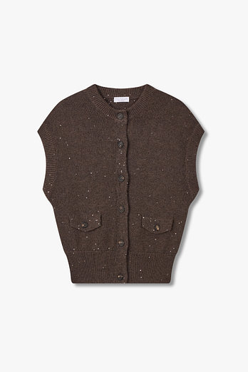 BRUNELLO CUCINELLI 여성 스팽글 버튼업 니트 베스트 | 신세계V