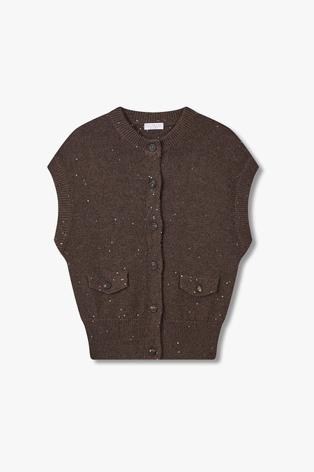 BRUNELLO CUCINELLI 여성 스팽글 버튼업 니트 베스트 | 신세계V