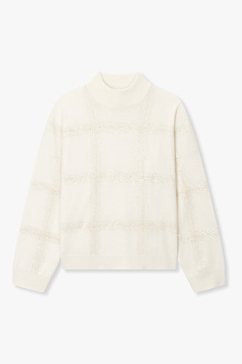BRUNELLO CUCINELLI 여성 스팽글 체크 울 블렌드 니트 | 신세계V