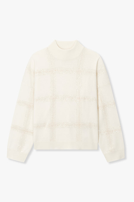 BRUNELLO CUCINELLI 여성 스팽글 체크 울 블렌드 니트 | 신세계V