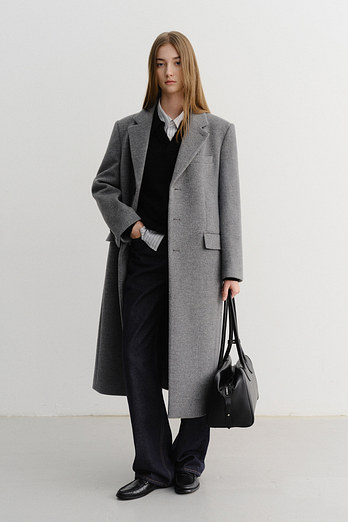 DUNST UNISEX SINGLE-BREASTED CASHMERE COAT MELANGE GREY_UDCO5D126G2 | 신세계V
