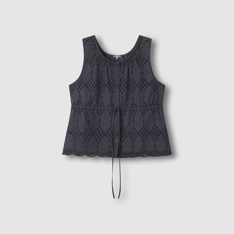 여 아일렛 민소매 블라우스