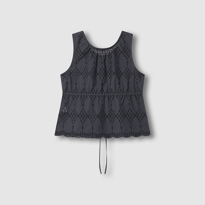 여 아일렛 민소매 블라우스