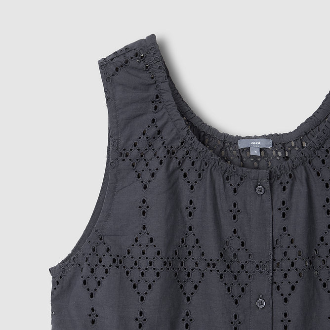 여 아일렛 민소매 블라우스