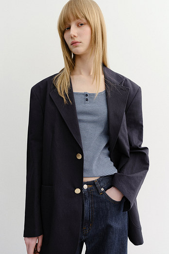 DUNST UNISEX CLASSIC LINEN JACKET NAVY_UDJA6B121N2 | 신세계V