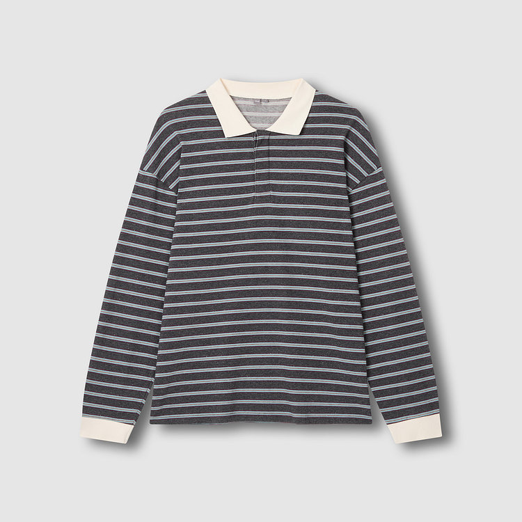 남 멀티 스트라이프 카라 긴팔 티셔츠