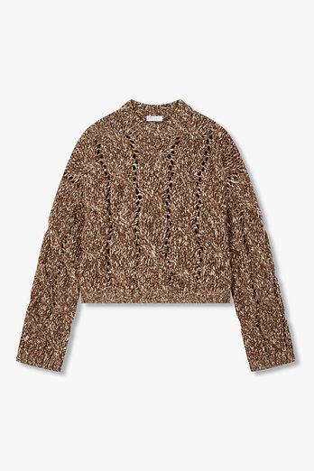 BRUNELLO CUCINELLI 여성 시퀸 와이드 케이블 스웨터 | 신세계V