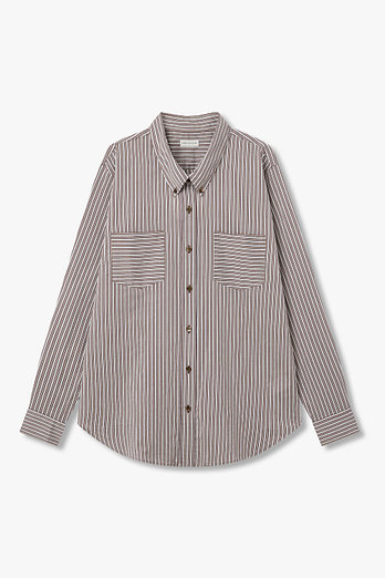 DRIES VAN NOTEN 실크 코튼 스트라이프 셔츠 | 신세계V