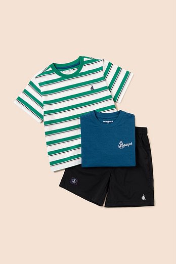 BEANPOLE KIDS [시즌오프30%][BEANPOLE KIDS] 핫썸머 반소매 티셔츠 2PACK 상하세트 - 그린 (BI6442U03M) | 신세계V