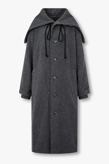 Yohji Yamamoto [Y's]드로스트링 디테일 후디 코트_그레이 | 신세계V