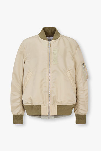 SACAI [CLASSICS] 여성 백 플리츠 나일론 트윌 블루종 | 신세계V