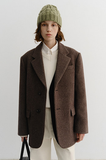 DUNST UNISEX LAYERED CASHMERE BLAZER MELANGE BROWN_UDJA5D121W2 | 신세계V