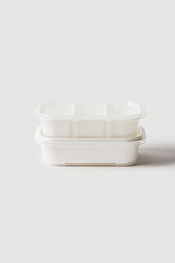 JAJU 간편하게 나누고 보관하는 용기 1.5L 2개 (3칸+채반) | 신세계V