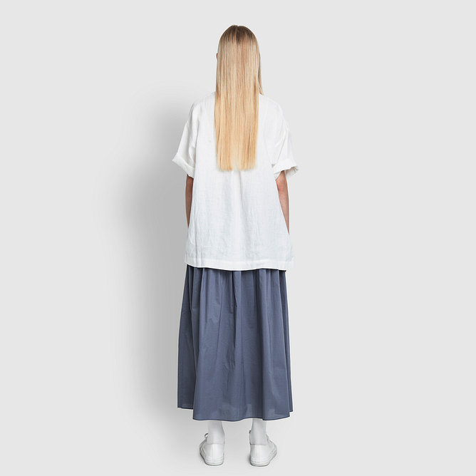 여 리넨 스탠카라 5부 셔츠