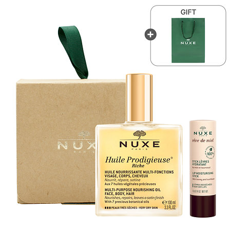 NUXE 눅스 윌 프로디쥬스 멀티 리치오일 100ml + 레브드미엘 스틱레브르 4g 선물 세트 + 쇼핑백 | 신세계V