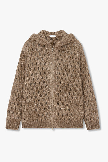 BRUNELLO CUCINELLI 여성 후디드 시퀸 네트 가디건 | 신세계V