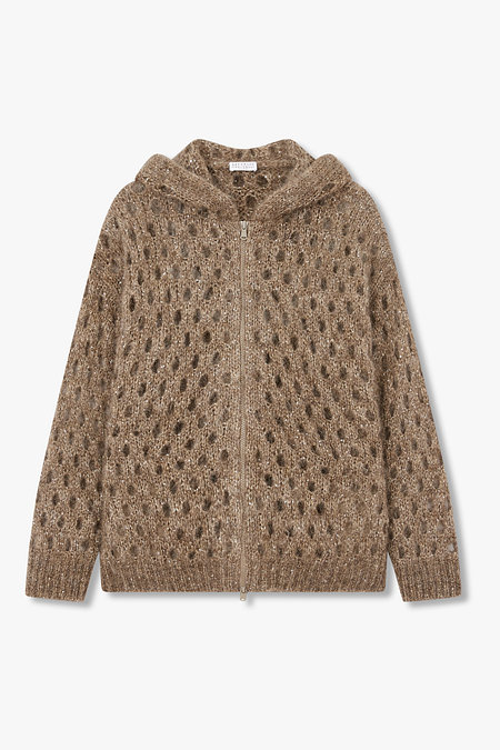 BRUNELLO CUCINELLI 여성 후디드 시퀸 네트 가디건 | 신세계V