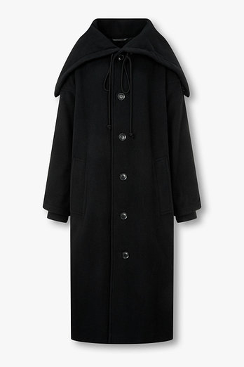 Yohji Yamamoto [Y's]드로스트링 디테일 후디 코트_블랙 | 신세계V
