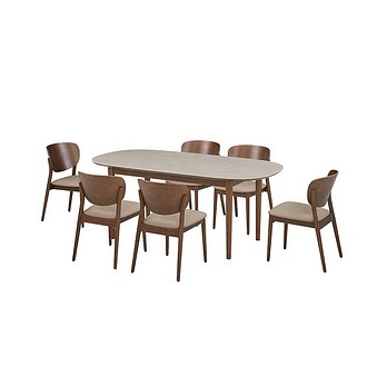 CASAMIA 뉴카르네 세라믹식탁 6인세트 180cm 브라운_체어 6EA (옵션 택1) | 신세계V